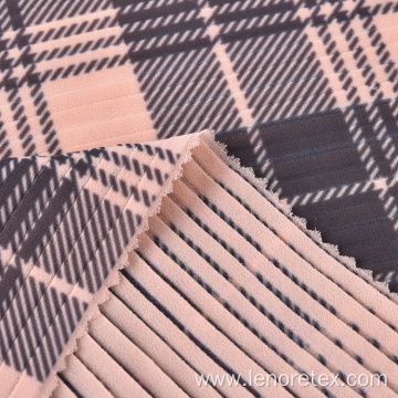 100% Polyester Woven Check Print Chiffon Pleated Fabric